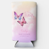 Roze lavendel vlinder Baby shower Seltzer Blikjeskoeler (Voorkant)
