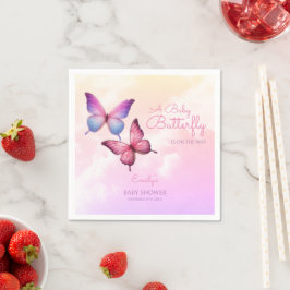 Roze lavendel vlinder Baby shower Servet