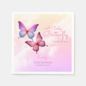 Roze lavendel vlinder Baby shower Servet (Voorkant)
