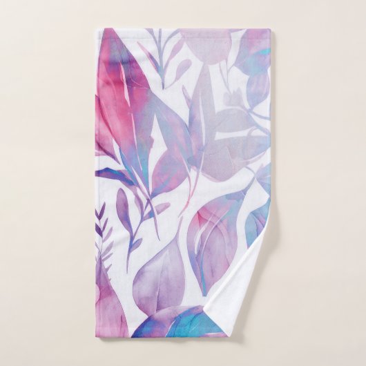 Roze, lavendel Waterverf bladeren Handdoek (Handdoek)