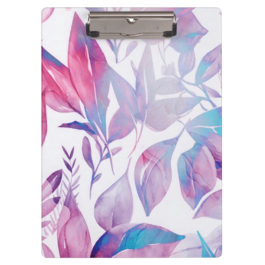 Roze, lavendel Waterverf bladeren Klembord (Voorkant)