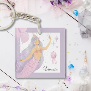 Roze Lavendel Zeemeermin Feest Avontuur Sleutelhanger