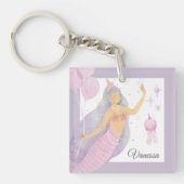 Roze Lavendel Zeemeermin Party Adventure Sleutelhanger (voorkant)