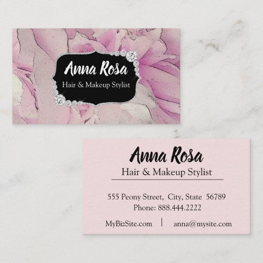 *~* Roze lavender Bling Diamond Abstract Visitekaartje (Voorkant / Achterkant)