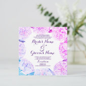 Roze lavender blue waterverf floral Weddenschap Kaart (Staand voorkant)