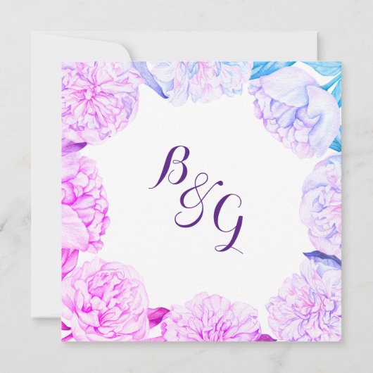 Roze lavender blue waterverf floral Weddenschap Kaart (Achterkant)