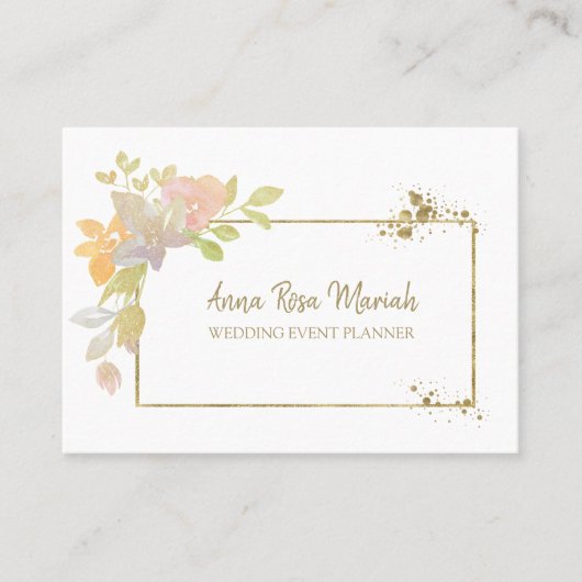 *~* Roze lavender Elegant Gold Flower Glitter Visitekaartje (Voorkant)