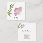 *~* Roze lavender Elegant Waterverf Peony Floral Vierkante Visitekaartje (Voorkant / Achterkant)