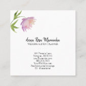 *~* Roze lavender Elegant Waterverf Peony Floral Vierkante Visitekaartje (Achterkant)