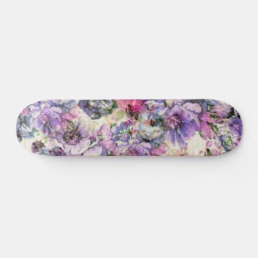  roze lavender florale illustratie skateboard (Horizontaal)