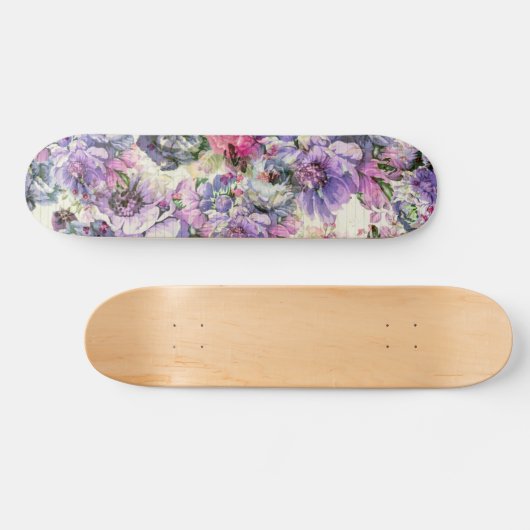  roze lavender florale illustratie skateboard (Horizontaal)