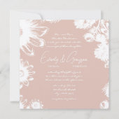 Roze lavender frambozenroze Floral Wedding Invite Kaart (Voorkant)