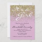 roze lavender & Gold Glitter Baby shower Uitnodige Kaart (Voorkant)