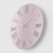 Roze lavender Gray Minimal Metallic Roman Nummers Grote Klok (Hoek)
