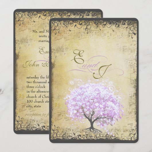 Roze lavender Heart Leaf Lavender Tree Weddenschap Kaart (Voorkant / Achterkant)