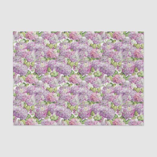 roze lavender Hydrangea Floral Pattern Tissuepapier (Voorkant)
