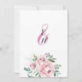 Roze lavender koraal groen bloemthema bruiloft kaart (Achterkant)