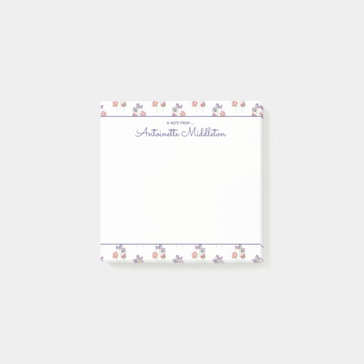  roze lavender Waterverf Floral Aangepast Post-it® Notes (Voorkant)