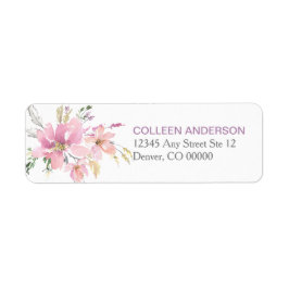Roze lavender Waterverf Floral Return Address Etiket
