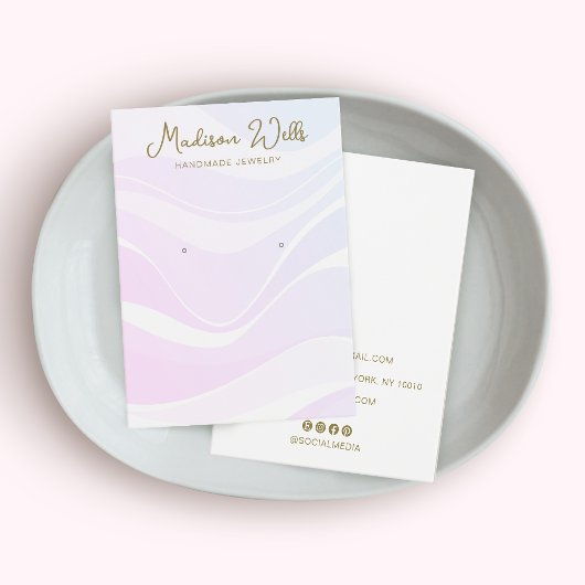 Roze lavendergolven die beeldschermhouder vervaard visitekaartje