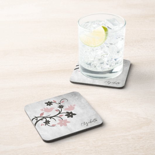 Roze lavevogels Beverage Coaster Bier Onderzetter (Rechterzijde)