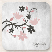 Roze lavevogels Beverage Coaster Bier Onderzetter (Voorkant)