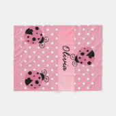 Roze leadybug Polka Dot Personalized Fleece Blanke (Voorkant (Horizontaal))