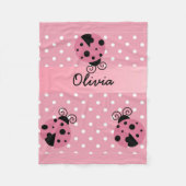 Roze leadybug Polka Dot Personalized Fleece Blanke Deken (Voorkant)