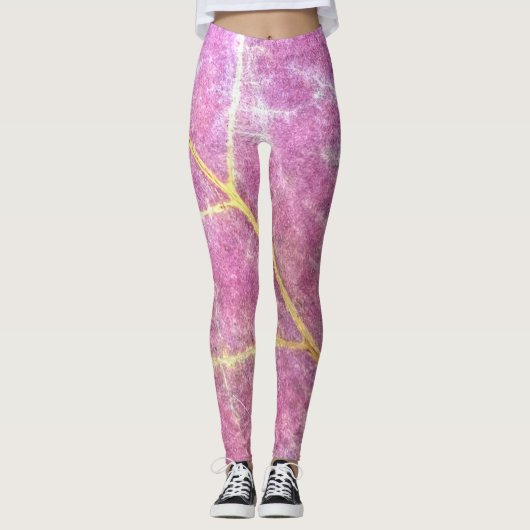 Roze Leaf Yoga Pants Leggings (Voorkant)