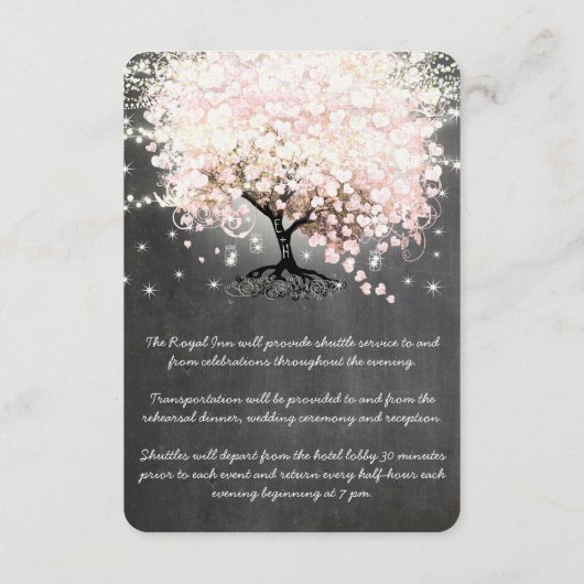 Roze lebif Tree Weddenningkaart Informatiekaartje (Achterkant)