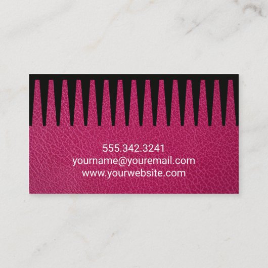 Roze leder | Comb | Schapen Visitekaartje (Achterkant)