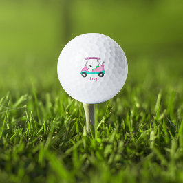 Roze leder Elegant Golf Cart Name Golfballen