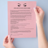 Roze leder EYELASH-UITBREIDINGSFORMULIER Flyer (Hand)