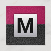 Roze leder | Gesitteerd leder Vierkante Visitekaartje (Voorkant)