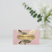 Roze leder Gold Metallic | Nail Poolse Pour Afsprakenkaartje (Staand voorkant)