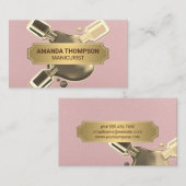 Roze leder Gold Metallic | Nail Poolse Pour Afsprakenkaartje (Voorkant / Achterkant)