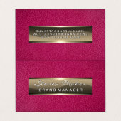 Roze leder | Goud metaal Visitekaartje (Buitenkant ongevouwen)