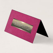 Roze leder | Goud metaal Visitekaartje (Achterkant)