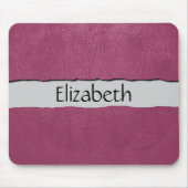 Roze leder, lederen achtergrond, Jouw naam Muismat (Voorkant)