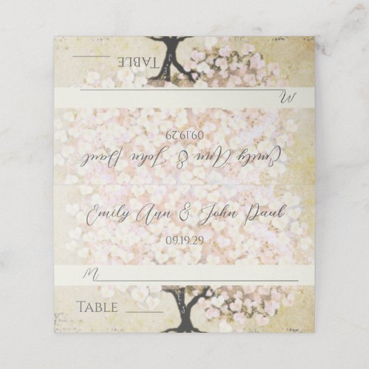 Roze leder met bomen plaatskaartje (Buitenkant ongevouwen)