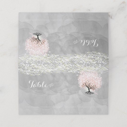 Roze leder met bomen plaatskaartje (Buitenkant ongevouwen)