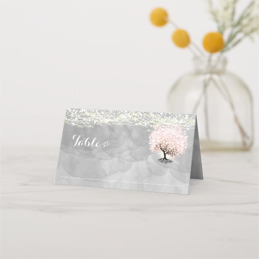 Roze leder met bomen plaatskaartje (Voorkant)