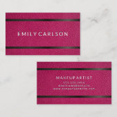 Roze leder | Metallic Accent Bar Visitekaartje (Voorkant / Achterkant)