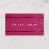 Roze leder | Metallic Accent Bar Visitekaartje (Voorkant)