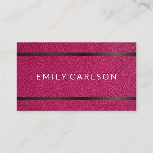 Roze leder | Metallic Accent Bar Visitekaartje (Voorkant)