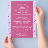 Roze leder, tuincentrum, tuinbouwkundige flyer (Hand)