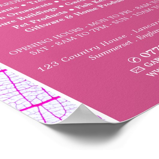 Roze leder, tuincentrum, tuinbouwkundige poster (Hoek)