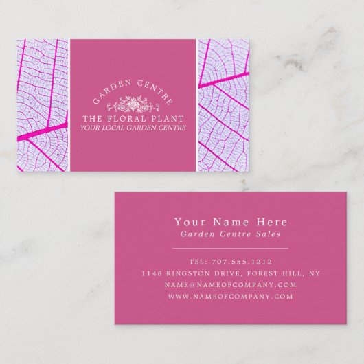 Roze leder, tuincentrum, tuinbouwkundige visitekaartje (Voorkant / Achterkant)