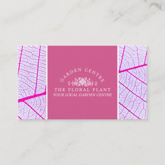 Roze leder, tuincentrum, tuinbouwkundige visitekaartje (Voorkant)