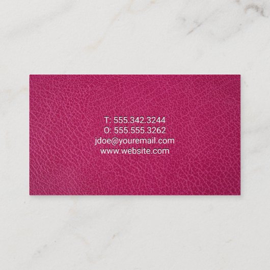 Roze leder visitekaartje (Achterkant)